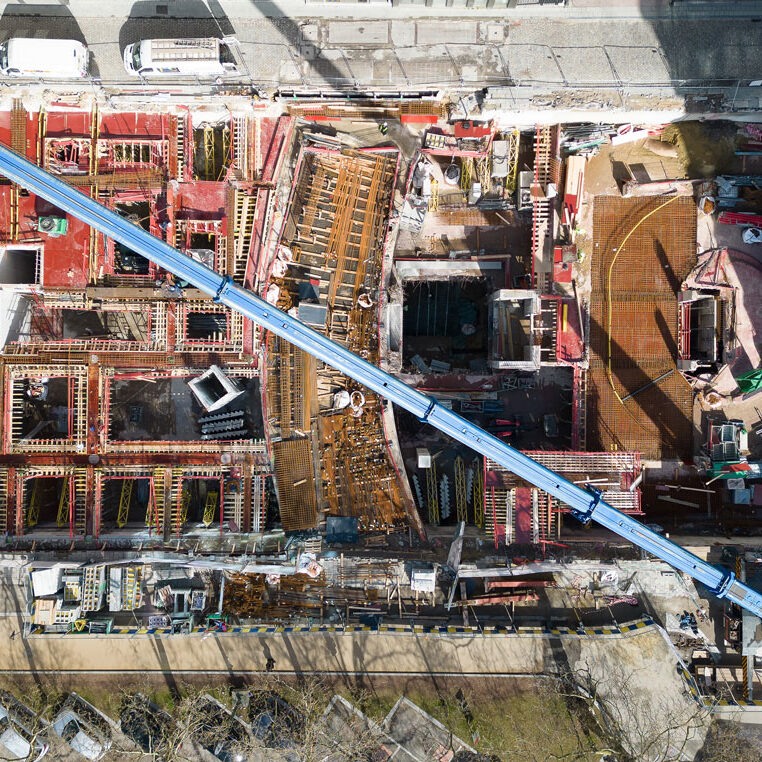 a bird's eye view of the construction of the luxia building